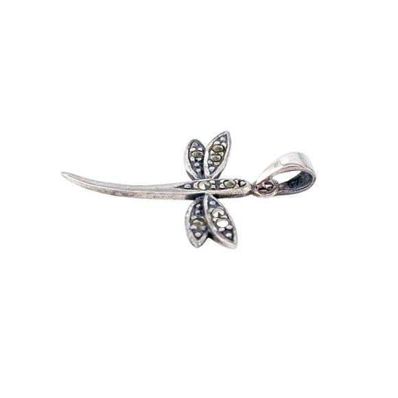 Vintage Sterling Silver 925 | Marcasite Dragonfly Pendant - Picture 3 of 7